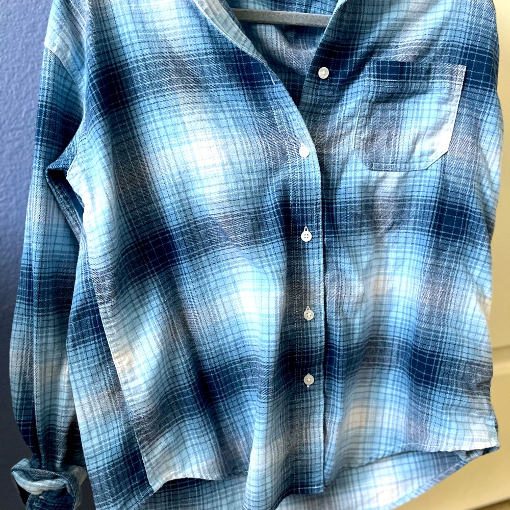 Blue flannel, never used.